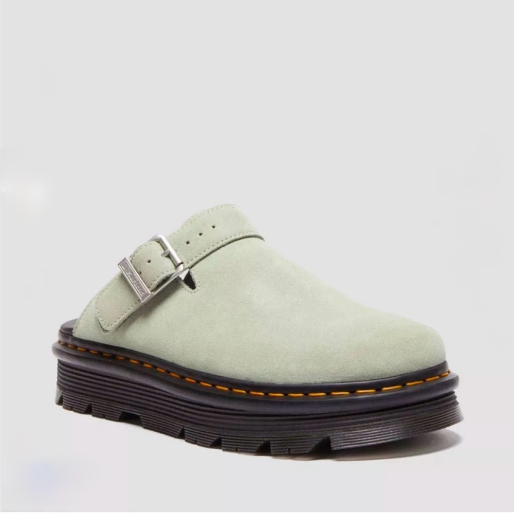 Dr. Martens Sage zebzag platform mules Green Suede Slip-On Shoes
